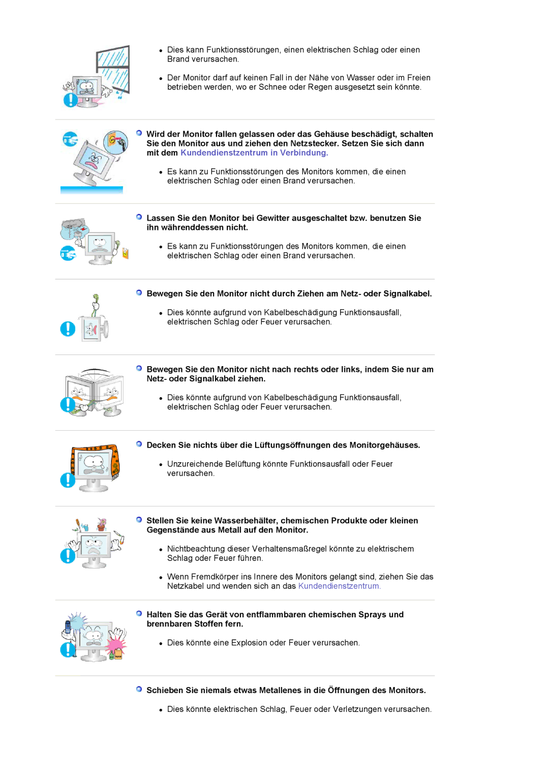 Samsung LS17MJVKS/EDC manual Dies könnte eine Explosion oder Feuer verursachen 