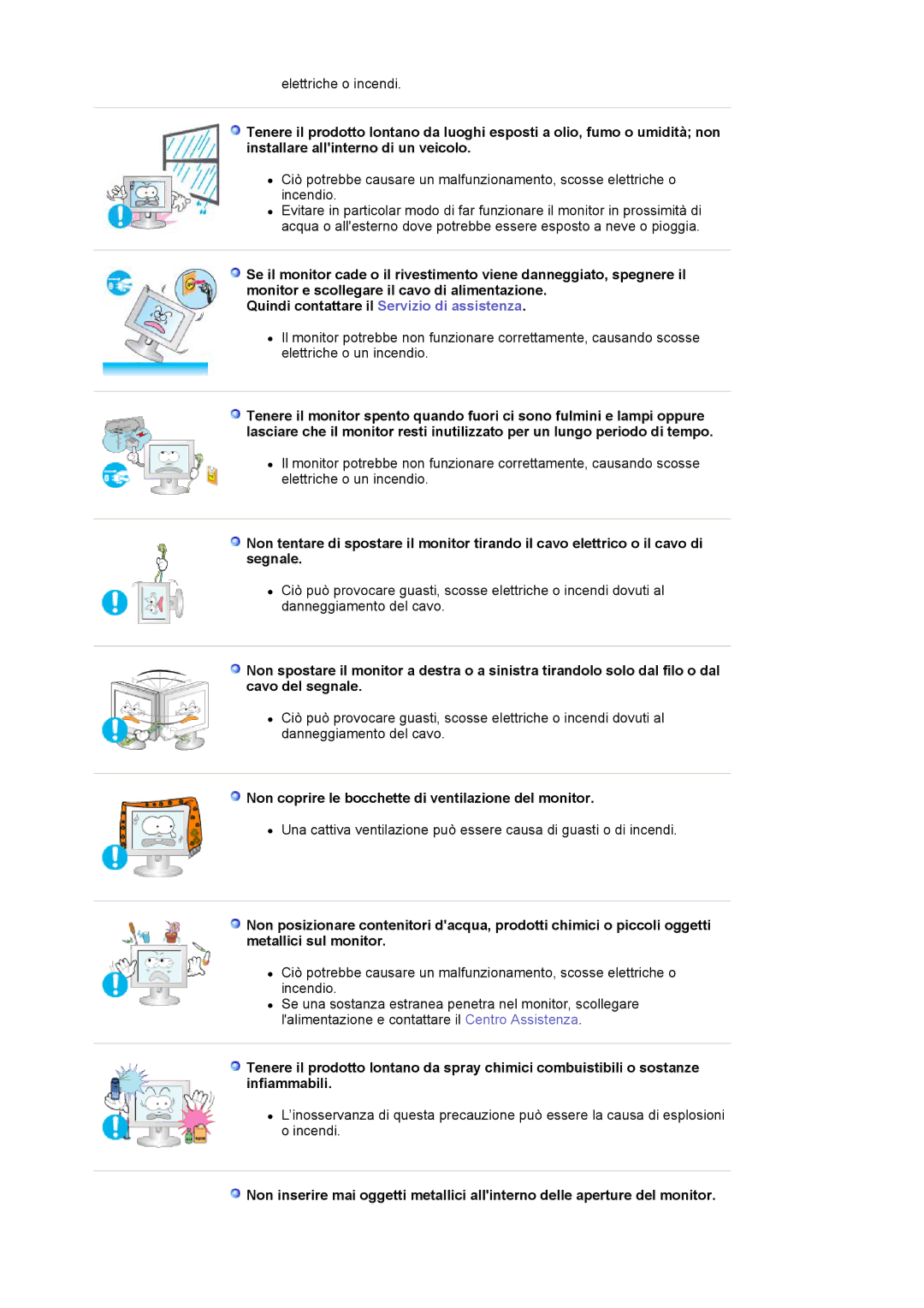 Samsung LS17MJVKS/EDC manual Non coprire le bocchette di ventilazione del monitor 