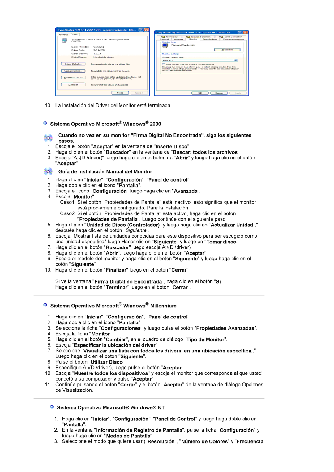 Samsung LS17MJVKS/EDC manual Sistema Operativo Microsoft Windows NT 