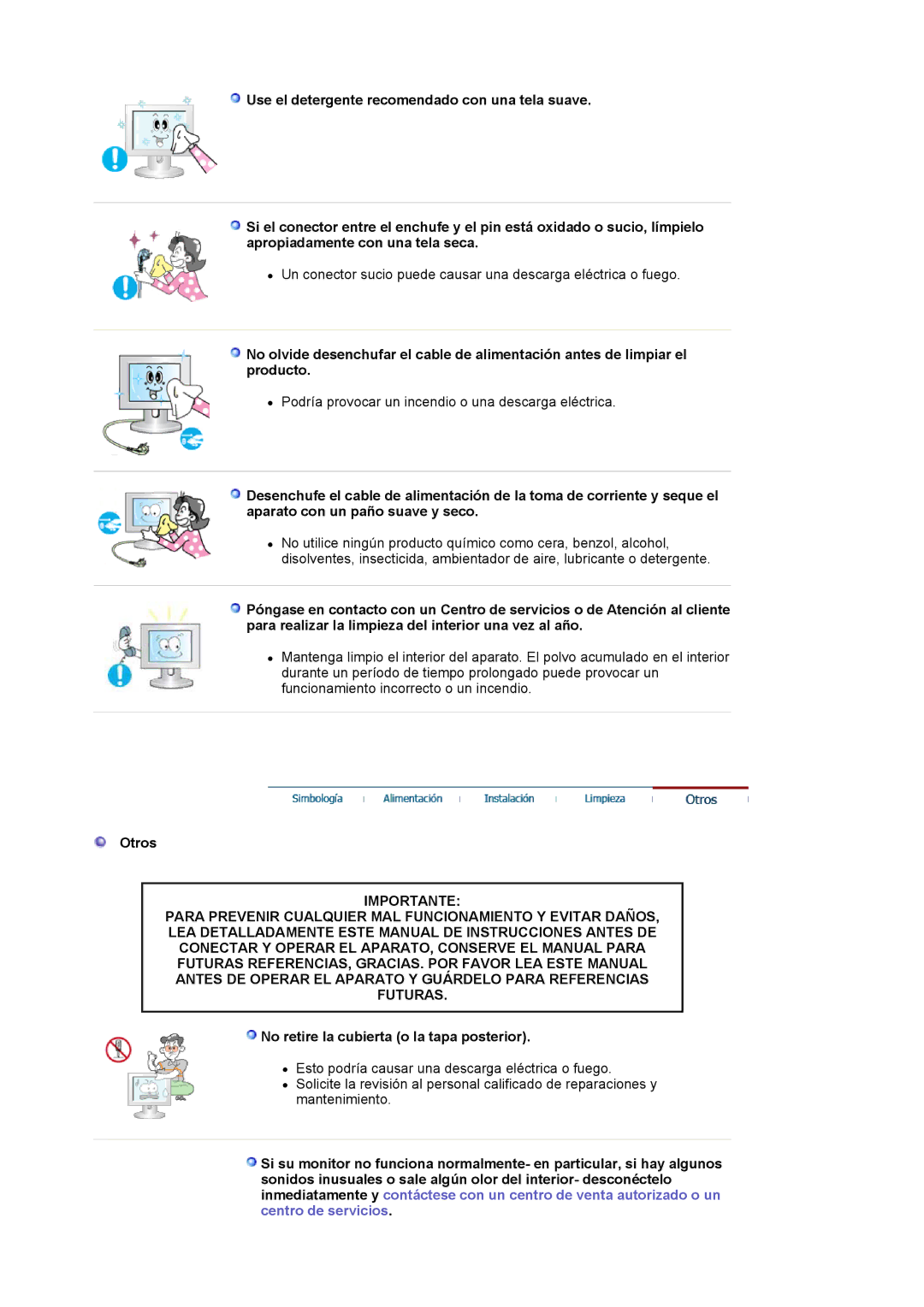 Samsung LS17MJVKS/EDC manual Otros, No retire la cubierta o la tapa posterior 