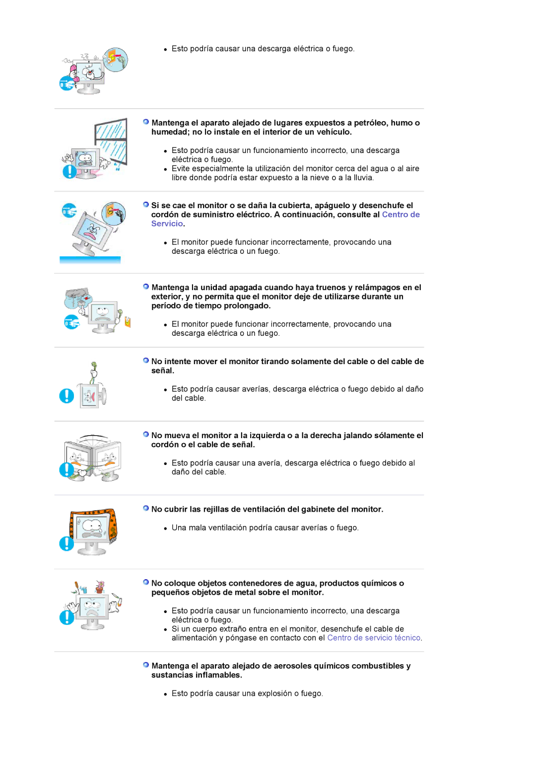 Samsung LS17MJVKS/EDC manual Esto podría causar una descarga eléctrica o fuego 