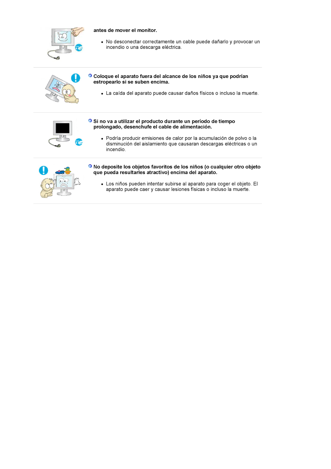 Samsung LS17MJVKS/EDC manual Antes de mover el monitor 