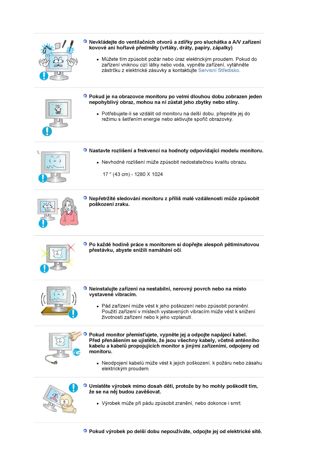 Samsung LS17MJVKS/EDC manual Výrobek může při pádu způsobit zranění, nebo dokonce i smrt 