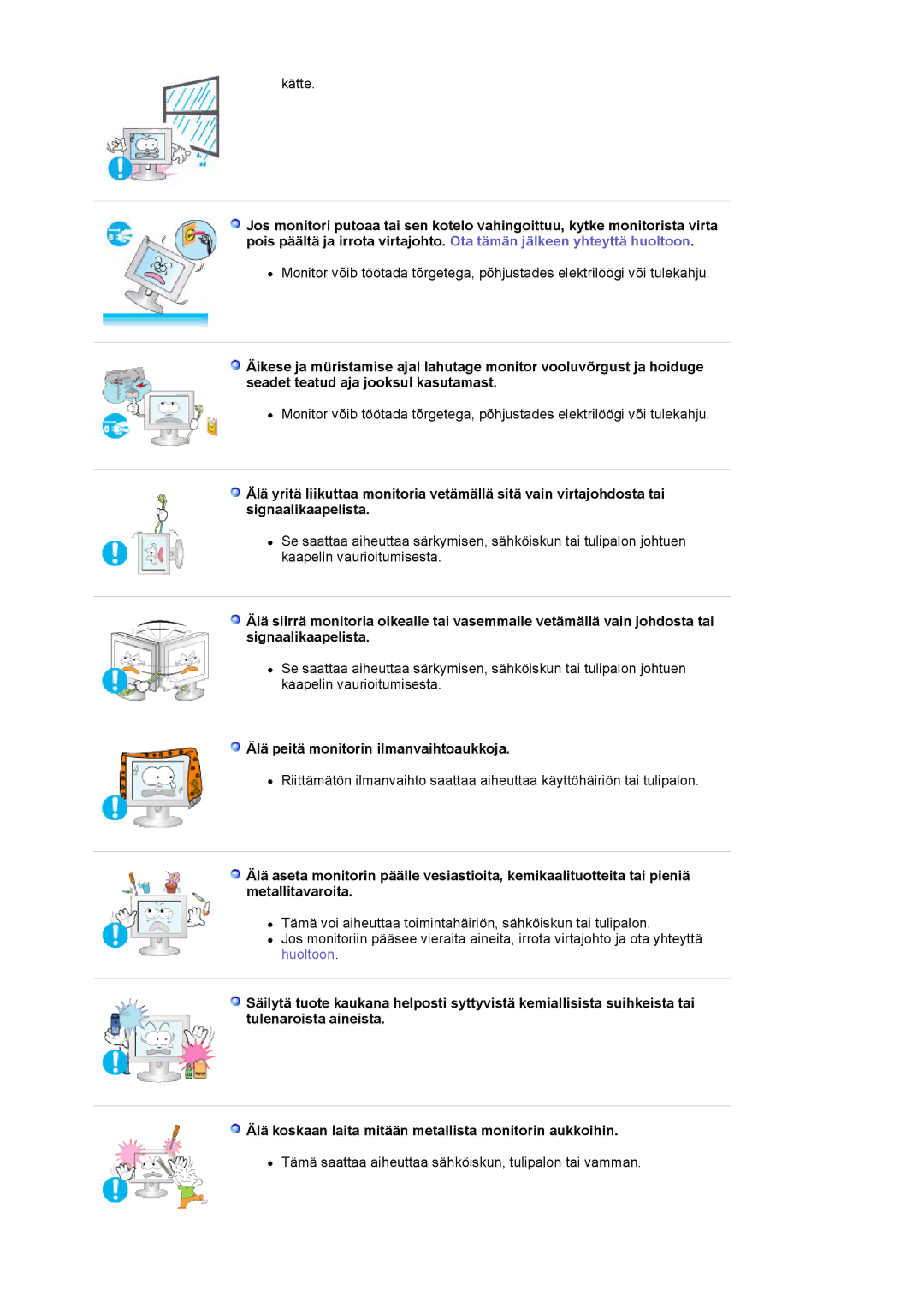 Samsung LS17MJVKS/EDC manual Älä peitä monitorin ilmanvaihtoaukkoja 