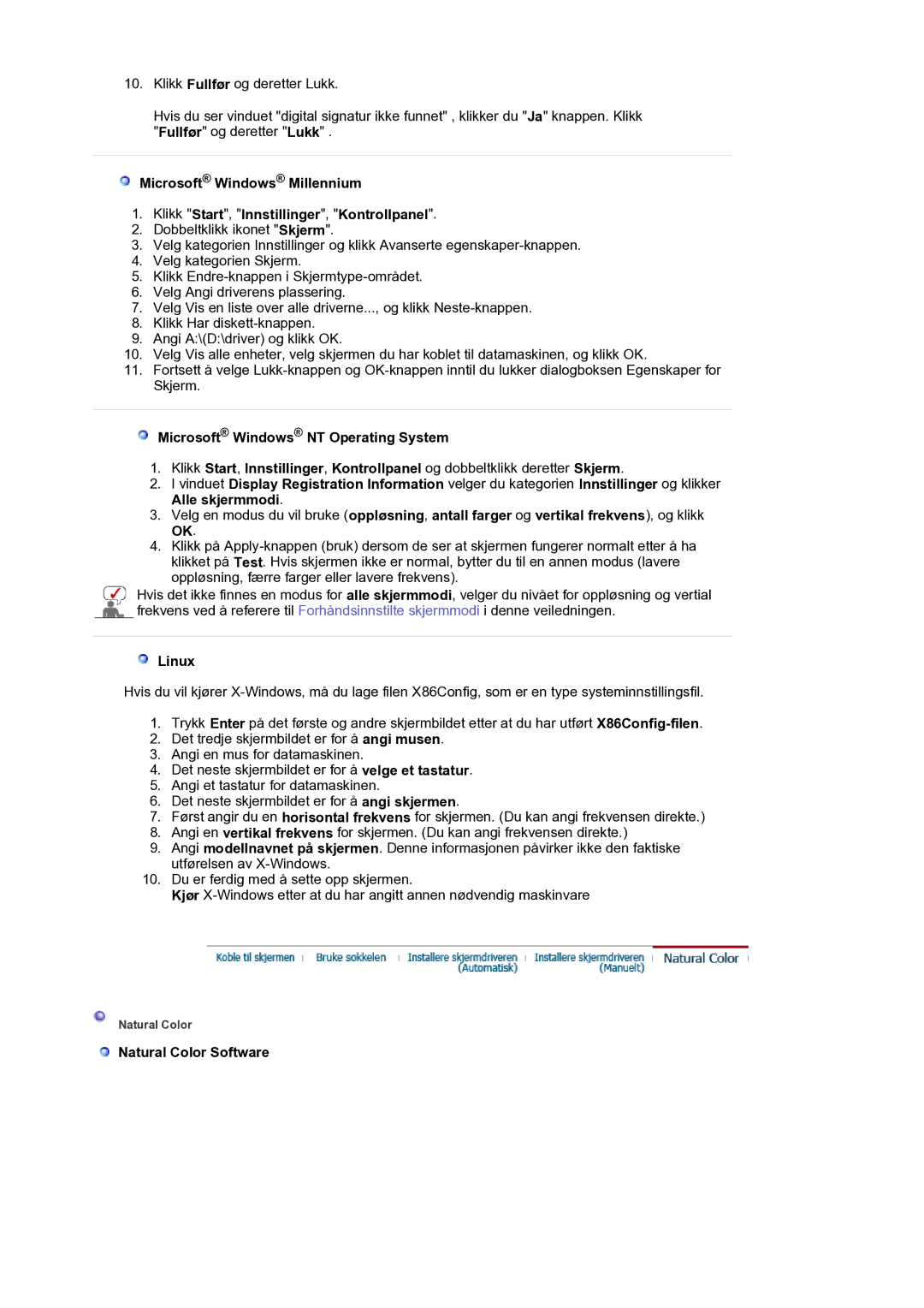 Samsung LS17MJVKS/EDC manual Linux, Natural Color Software 