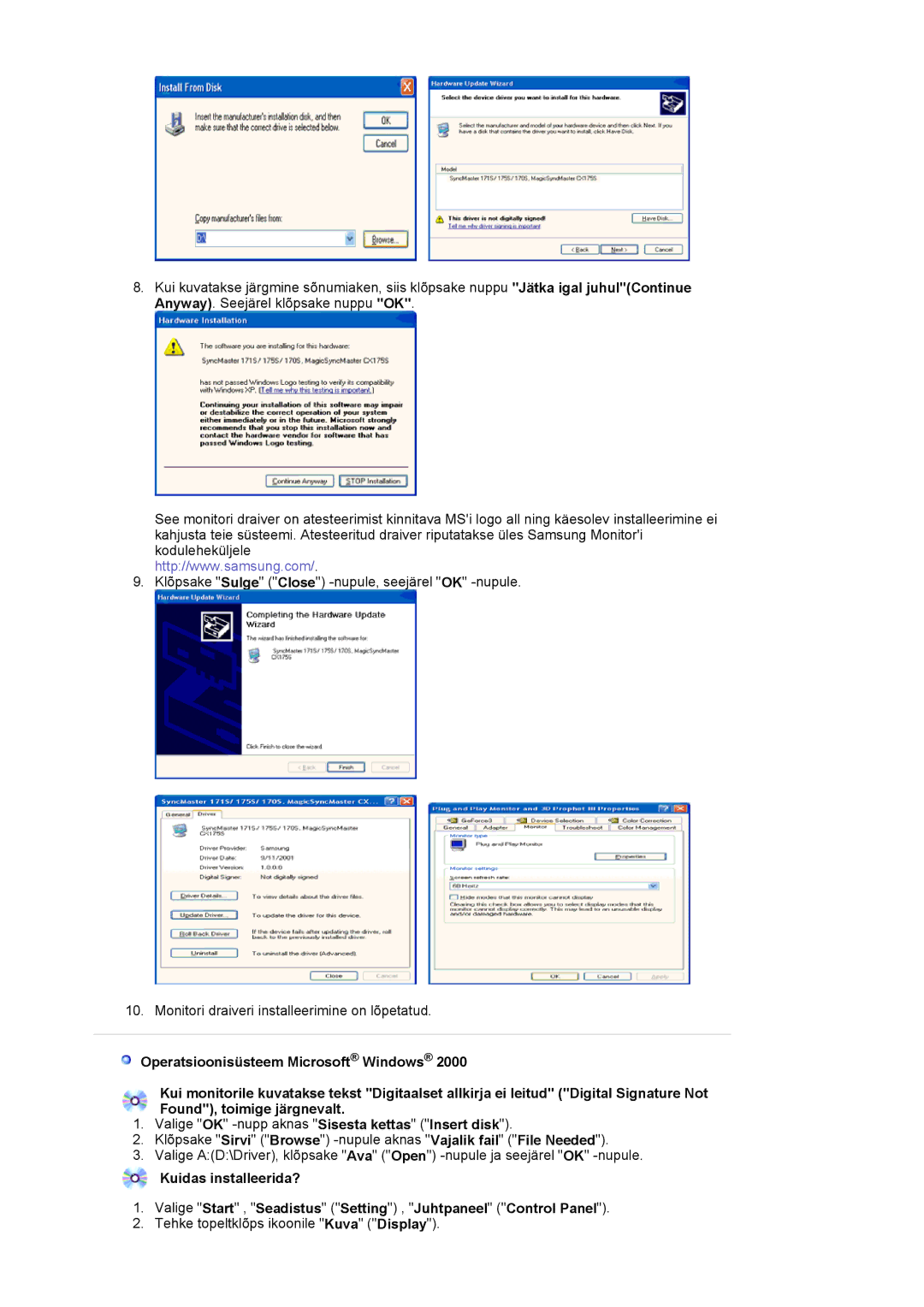 Samsung LS17MJVKS/EDC manual Tehke topeltklõps ikoonile Kuva Display 