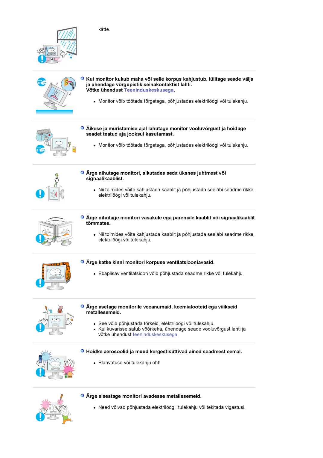 Samsung LS17MJVKS/EDC manual Ärge katke kinni monitori korpuse ventilatsiooniavasid 