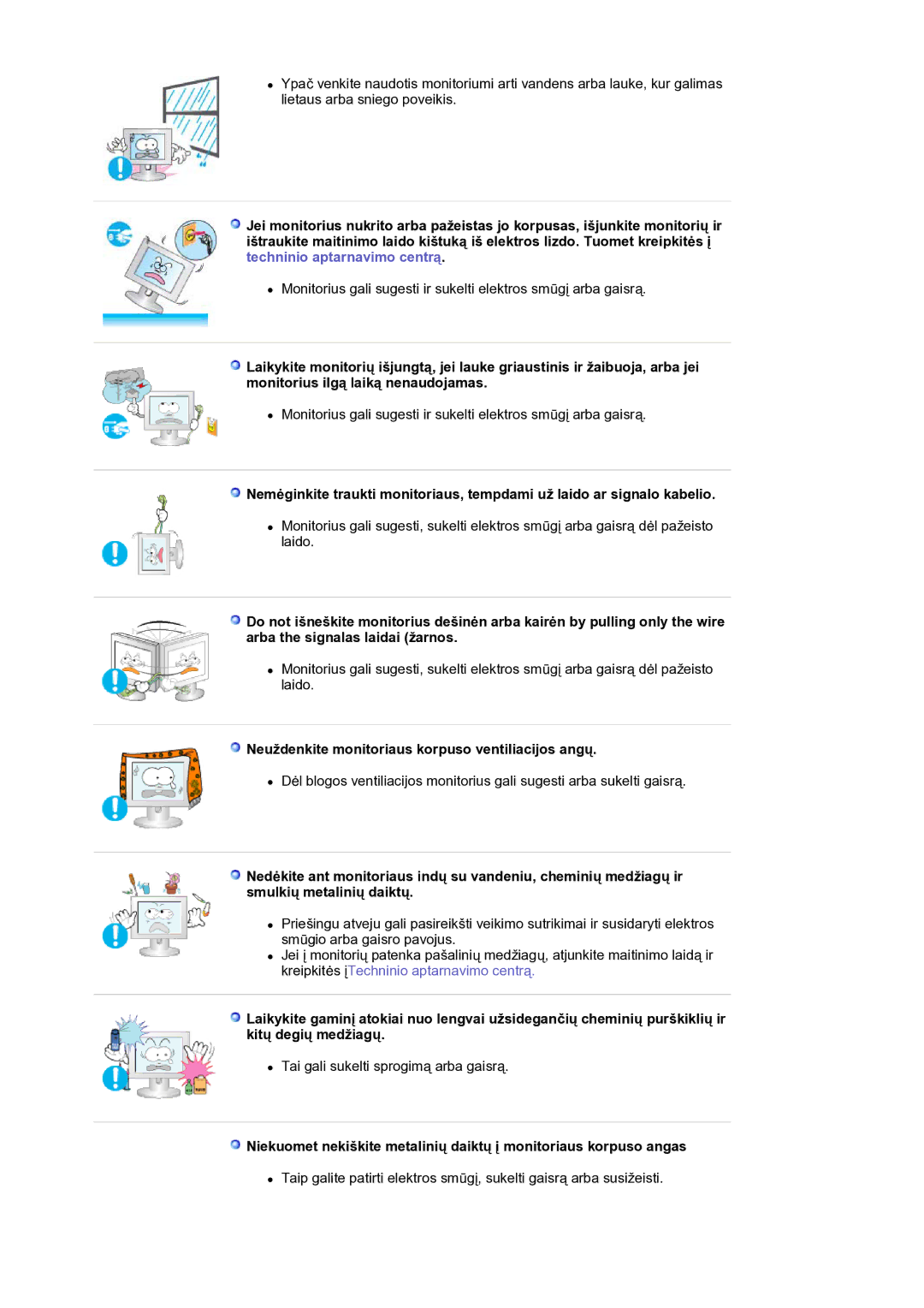 Samsung LS17MJVKS/EDC manual Neuždenkite monitoriaus korpuso ventiliacijos angų 