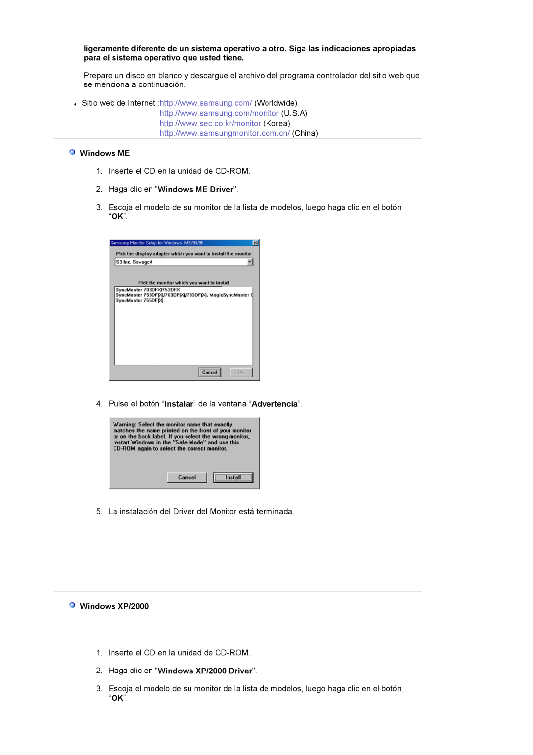 Samsung LS17MJVKS/EDC manual Windows ME 