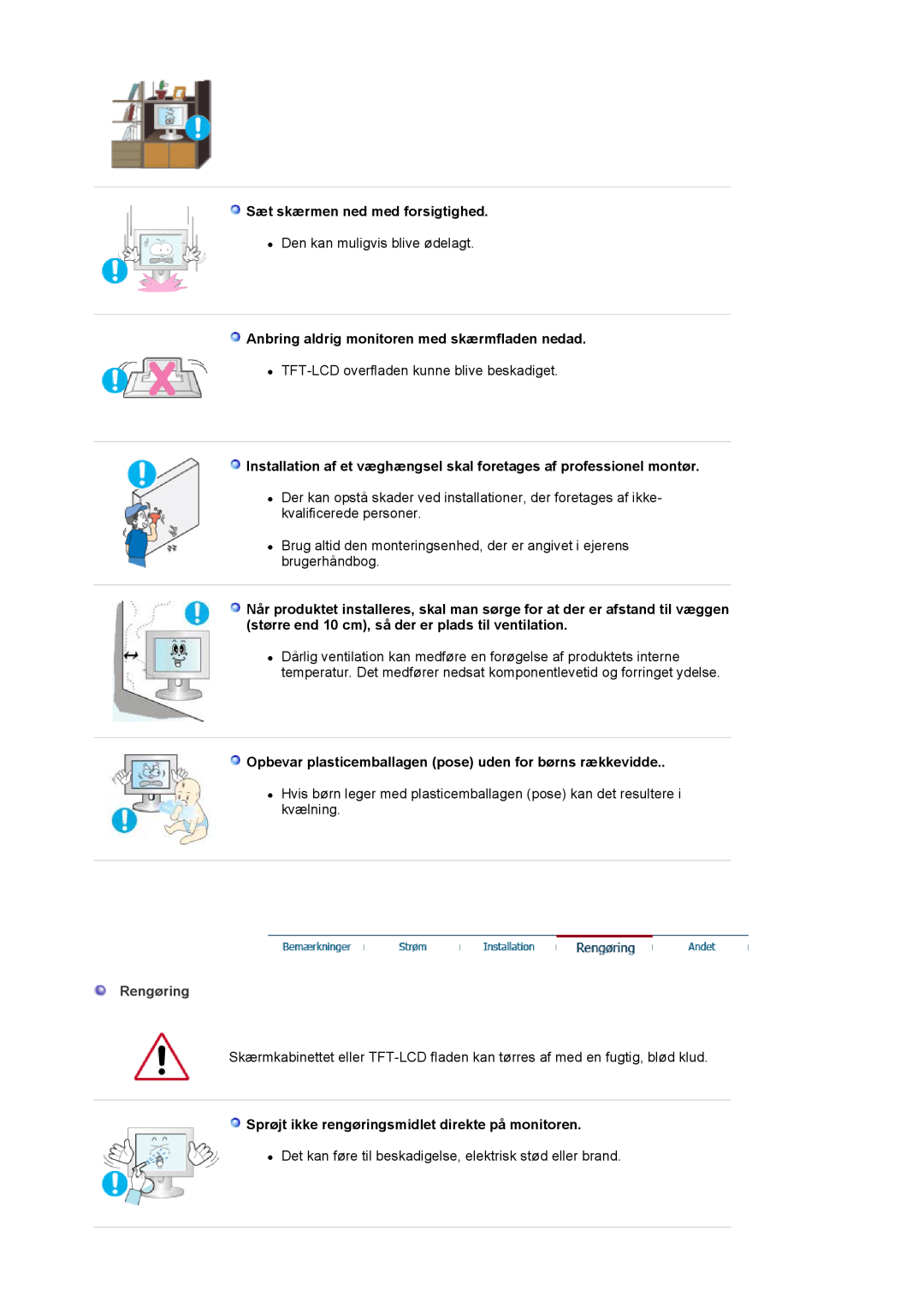 Samsung LS17MJVKS/EDC manual Rengøring 