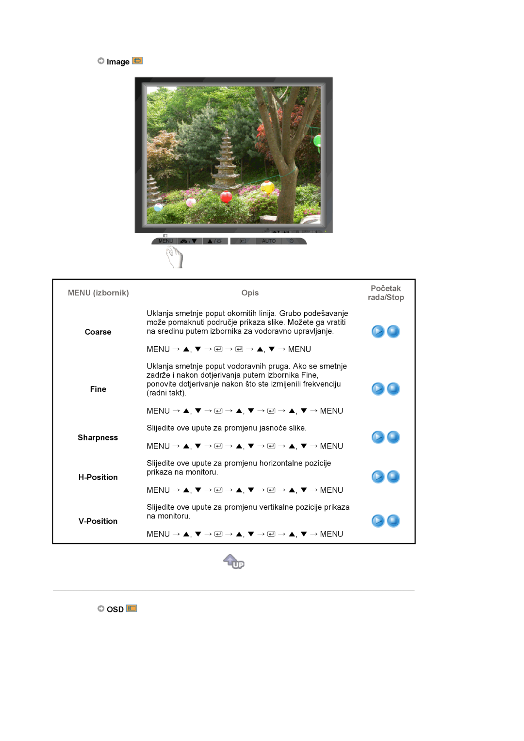 Samsung LS17MJVKS/EDC manual Image, Coarse Fine Sharpness H-Position V-Position 