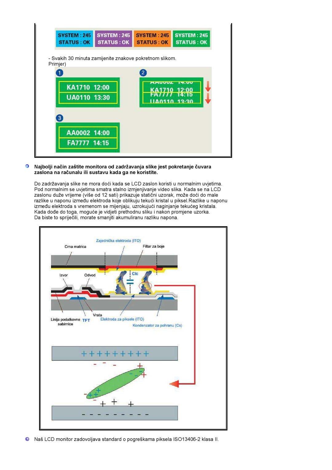 Samsung LS17MJVKS/EDC manual Svakih 30 minuta zamijenite znakove pokretnom slikom. Primjer 