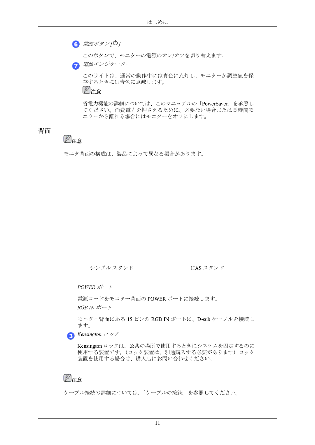 Samsung LS17MYAKB/XSJ, LS17MYAKN/XSJ manual 電源インジケーター, Has スタンド 