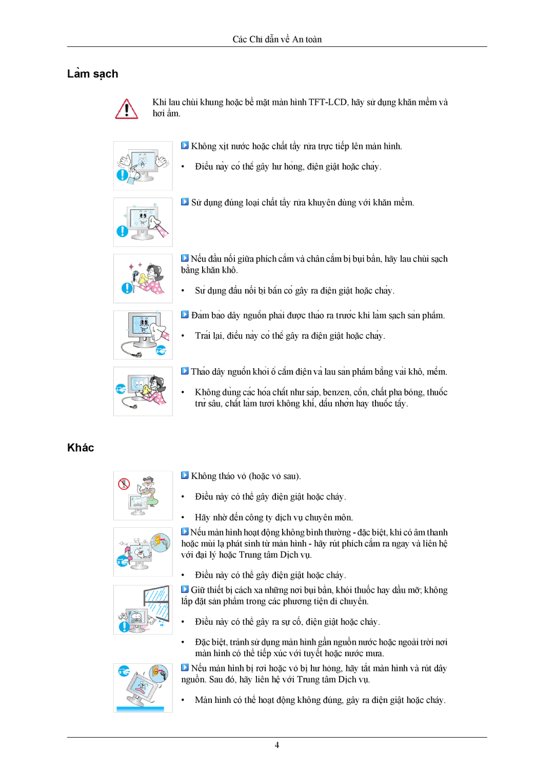 Samsung LS17MYAKB/XSV, LS17MYAKF/XSV, LS19MYAKF/XSV manual Làm sạch, Khác 