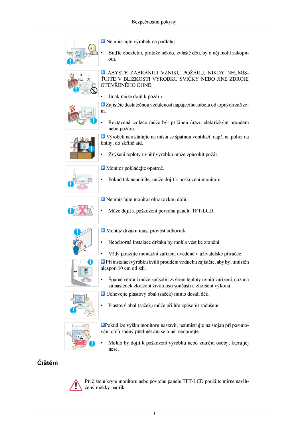 Samsung LS19MYBEBQ/EDC, LS17MYBESQ/EDC, LS17MYBESCA/EN, LS19MYBESCA/EN, LS19MYBESQ/EDC, LS19MYBEBCA/EN manual Čištění 