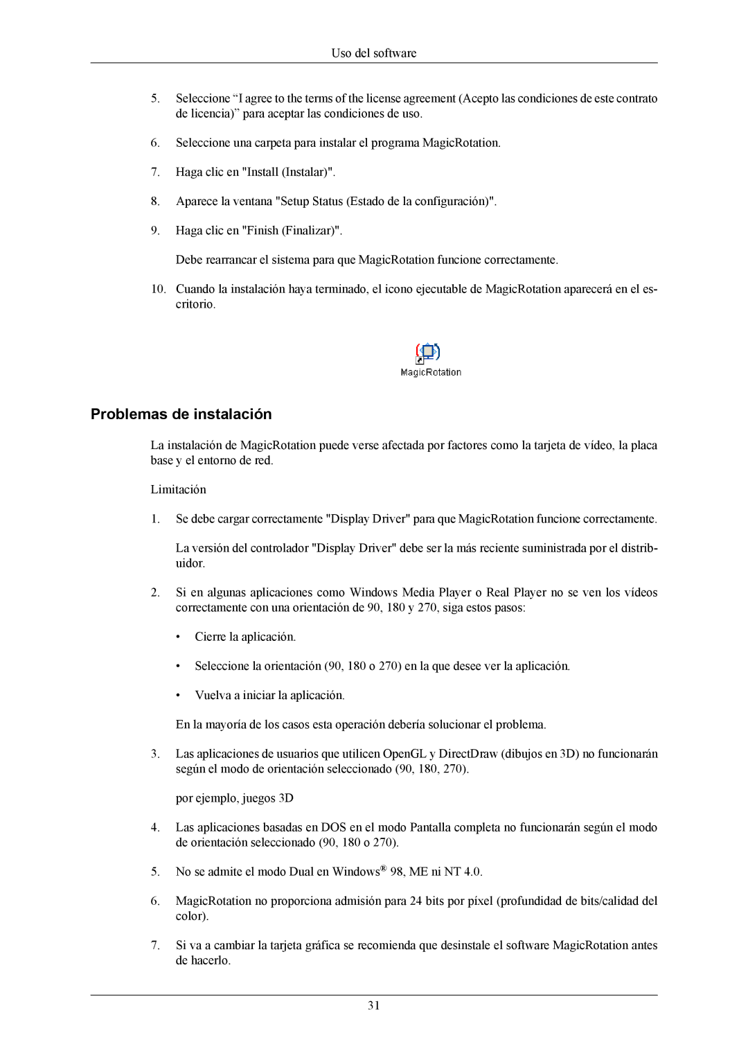 Samsung LS19MYBEBQ/EDC, LS17MYBESQ/EDC, LS17MYBESCA/EN, LS19MYBESCA/EN, LS19MYBESQ/EDC manual Problemas de instalación 