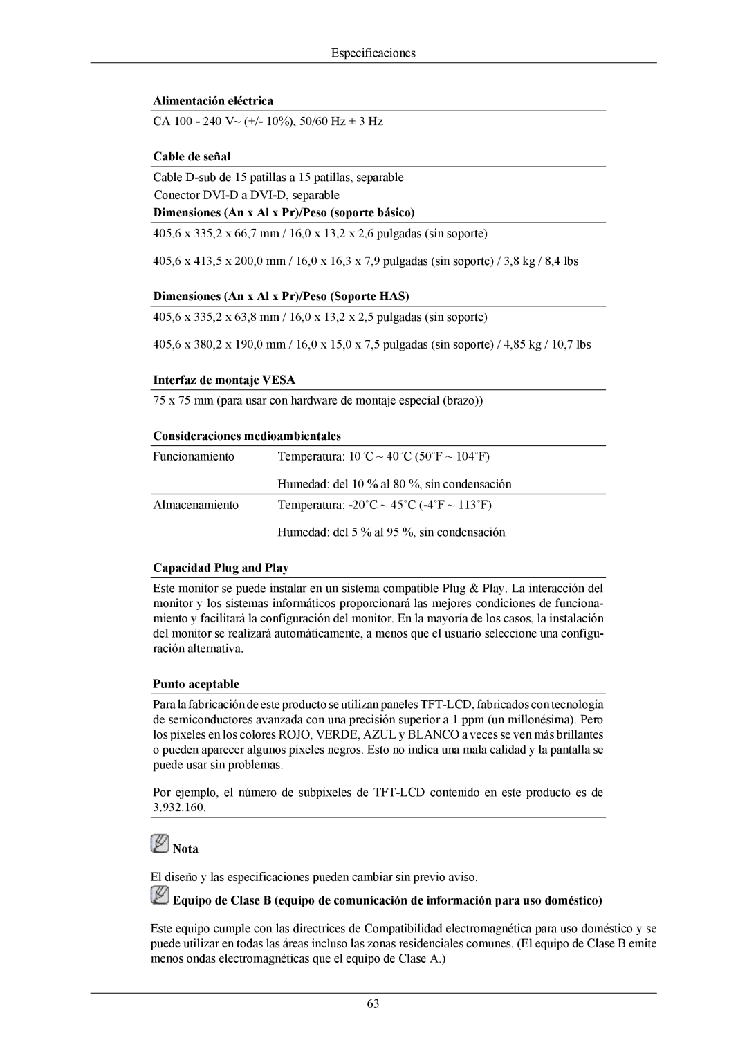 Samsung LS17MYBESCA/EN, LS17MYBESQ/EDC, LS19MYBESCA/EN, LS19MYBESQ/EDC, LS19MYBEBQ/EDC manual Alimentación eléctrica 