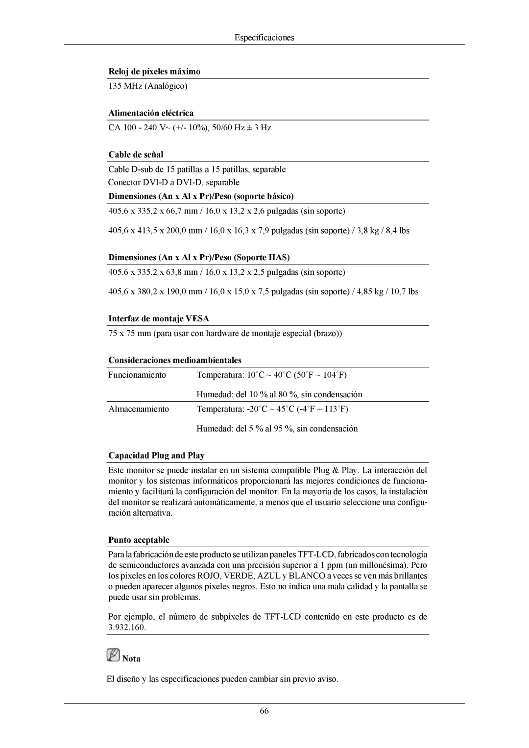 Samsung LS19MYBEBQ/EDC, LS17MYBESQ/EDC, LS17MYBESCA/EN, LS19MYBESCA/EN, LS19MYBESQ/EDC manual Reloj de píxeles máximo 