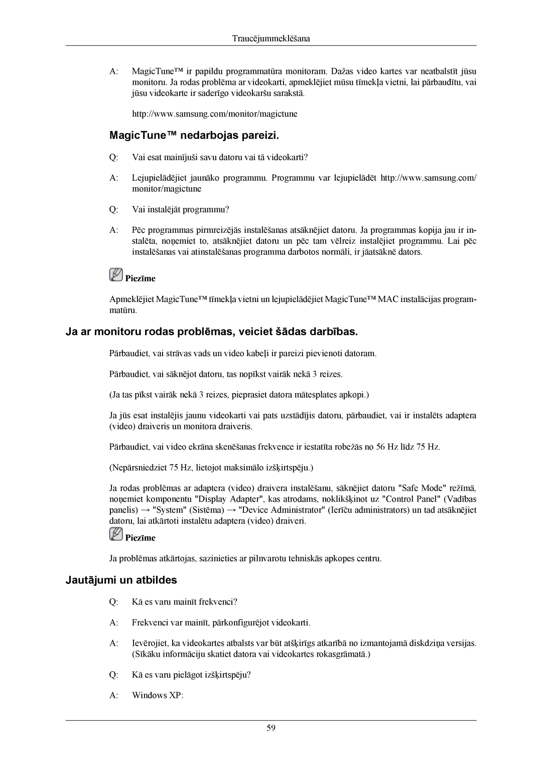 Samsung LS19MYBESQ/EDC manual MagicTune nedarbojas pareizi, Ja ar monitoru rodas problēmas, veiciet šādas darbības 