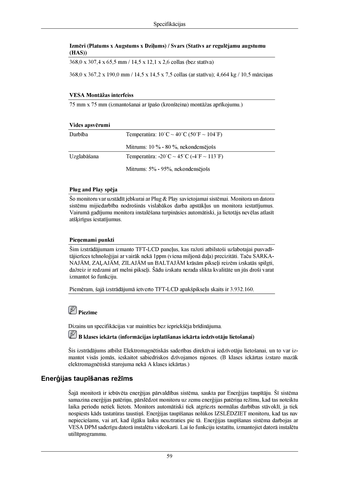 Samsung LS19MYBEBCA/EN, LS17MYBESQ/EDC, LS19MYBESQ/EDC, LS19MYBEBQ/EDC manual Enerģijas taupīšanas režīms 