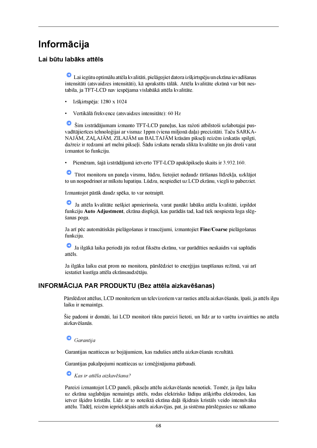 Samsung LS17MYBESQ/EDC, LS19MYBESQ/EDC manual Lai būtu labāks attēls, Informācija PAR Produktu Bez attēla aizkavēšanas 