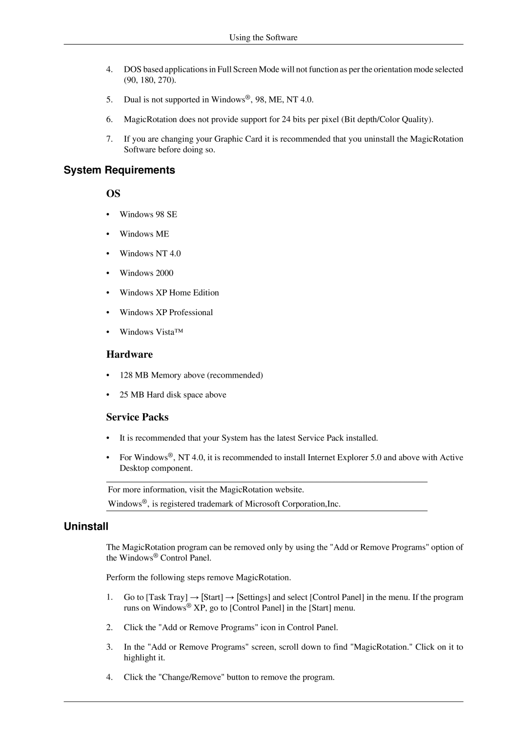 Samsung LS17MYDEBQ/ILC manual Service Packs 