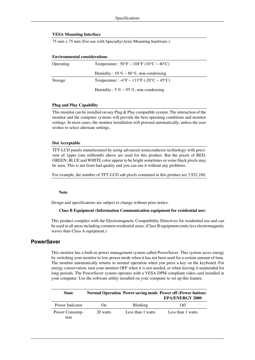 Samsung LS17MYDEBQ/ILC manual PowerSaver 