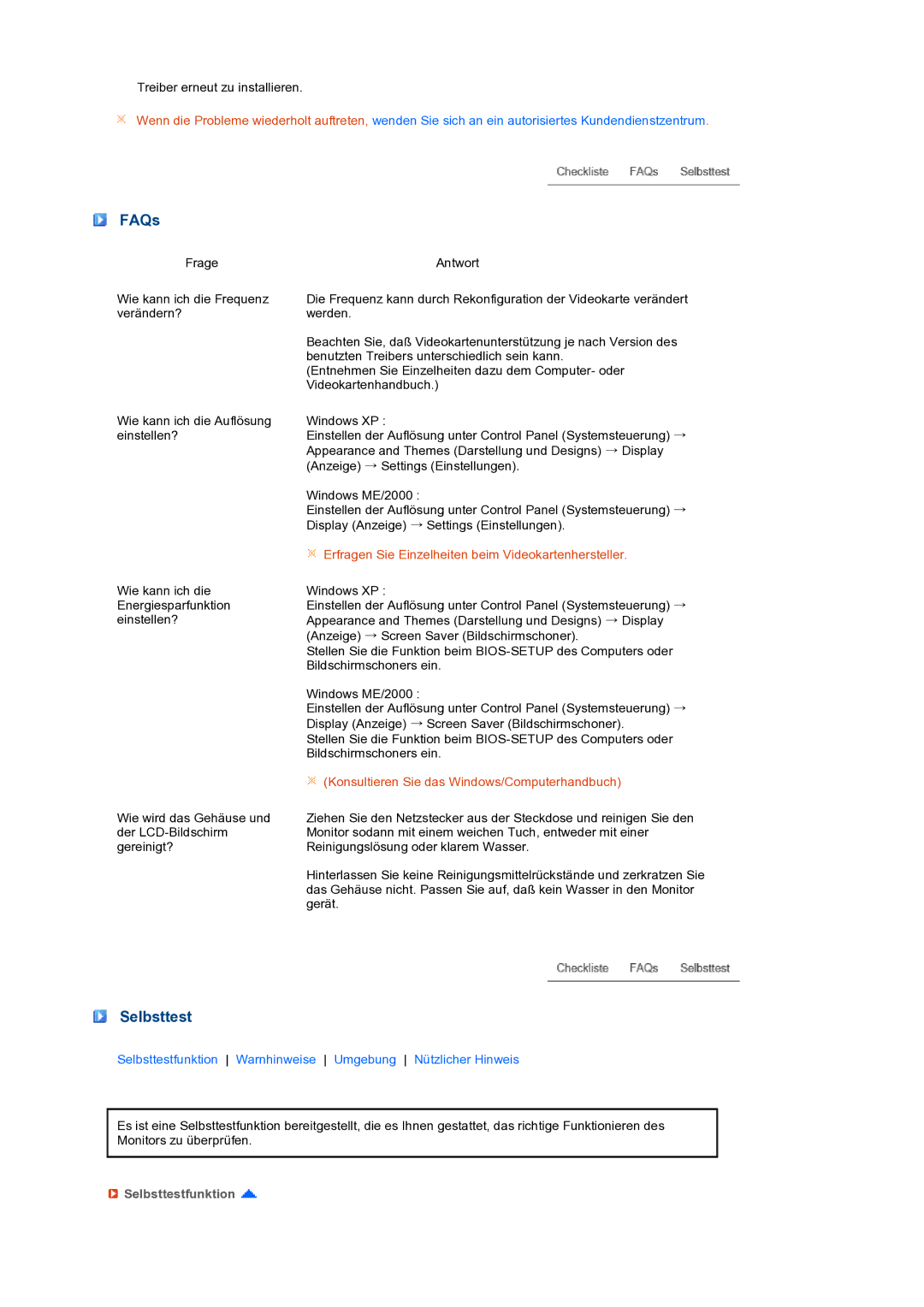 Samsung LS19PEBSWV/EDC, LS17PEASB/EDC, LS19PEBSBV/EDC, LS19PEBSBE/EDC manual Treiber erneut zu installieren 