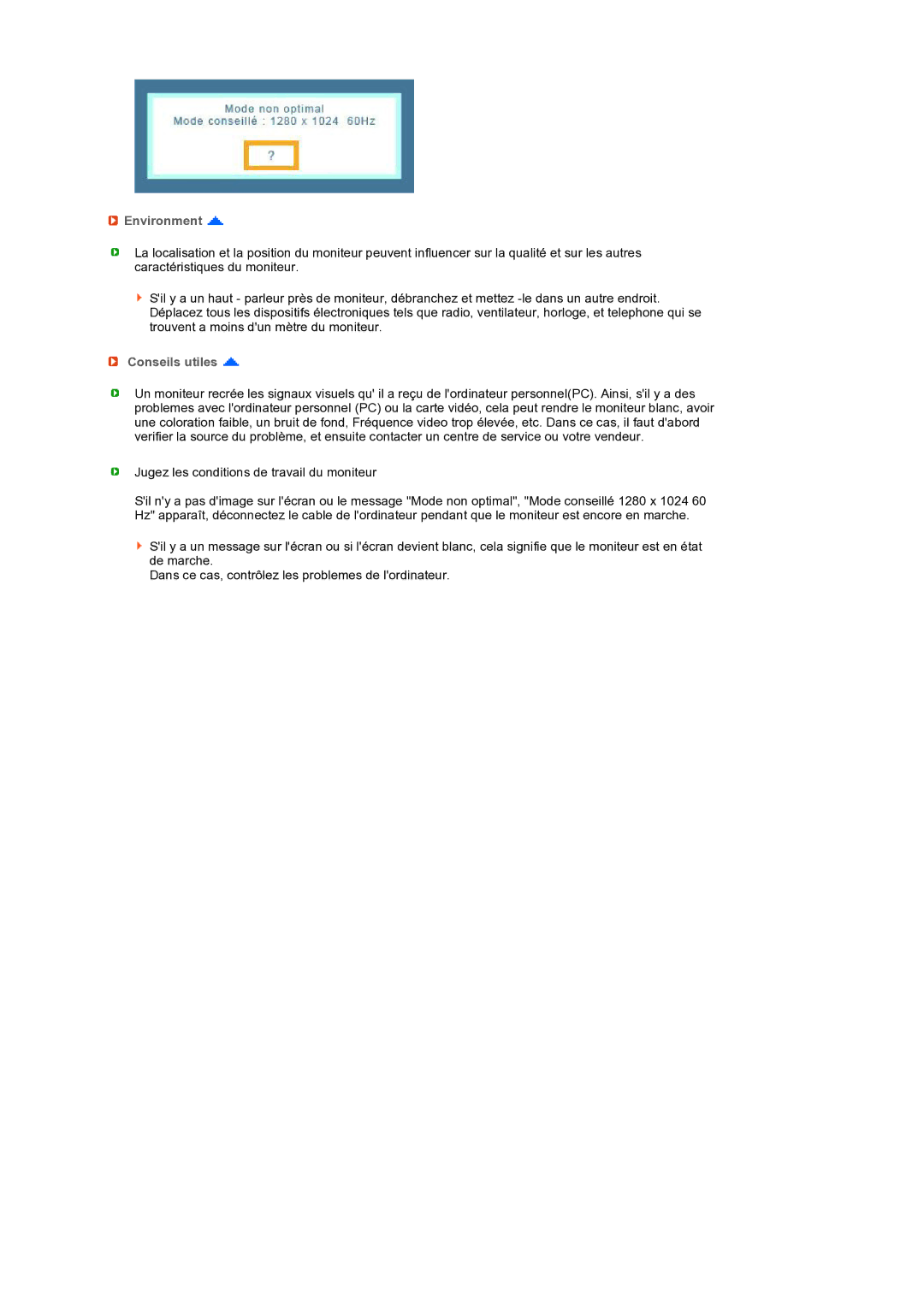 Samsung LS19PEBSWV/EDC, LS17PEASW/EDC, LS17PEASB/EDC, LS19PEBSBV/EDC, LS19PEBSBE/EDC manual Environment, Conseils utiles 