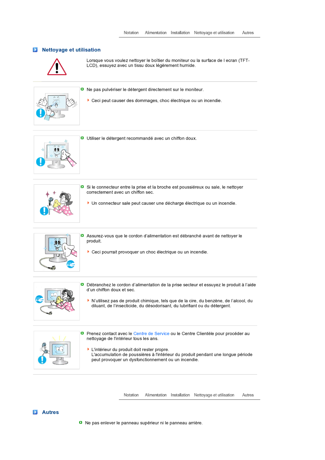 Samsung LS17PEASB/EDC, LS17PEASW/EDC, LS19PEBSBV/EDC, LS19PEBSBE/EDC, LS19PEBSWV/EDC manual Nettoyage et utilisation, Autres 