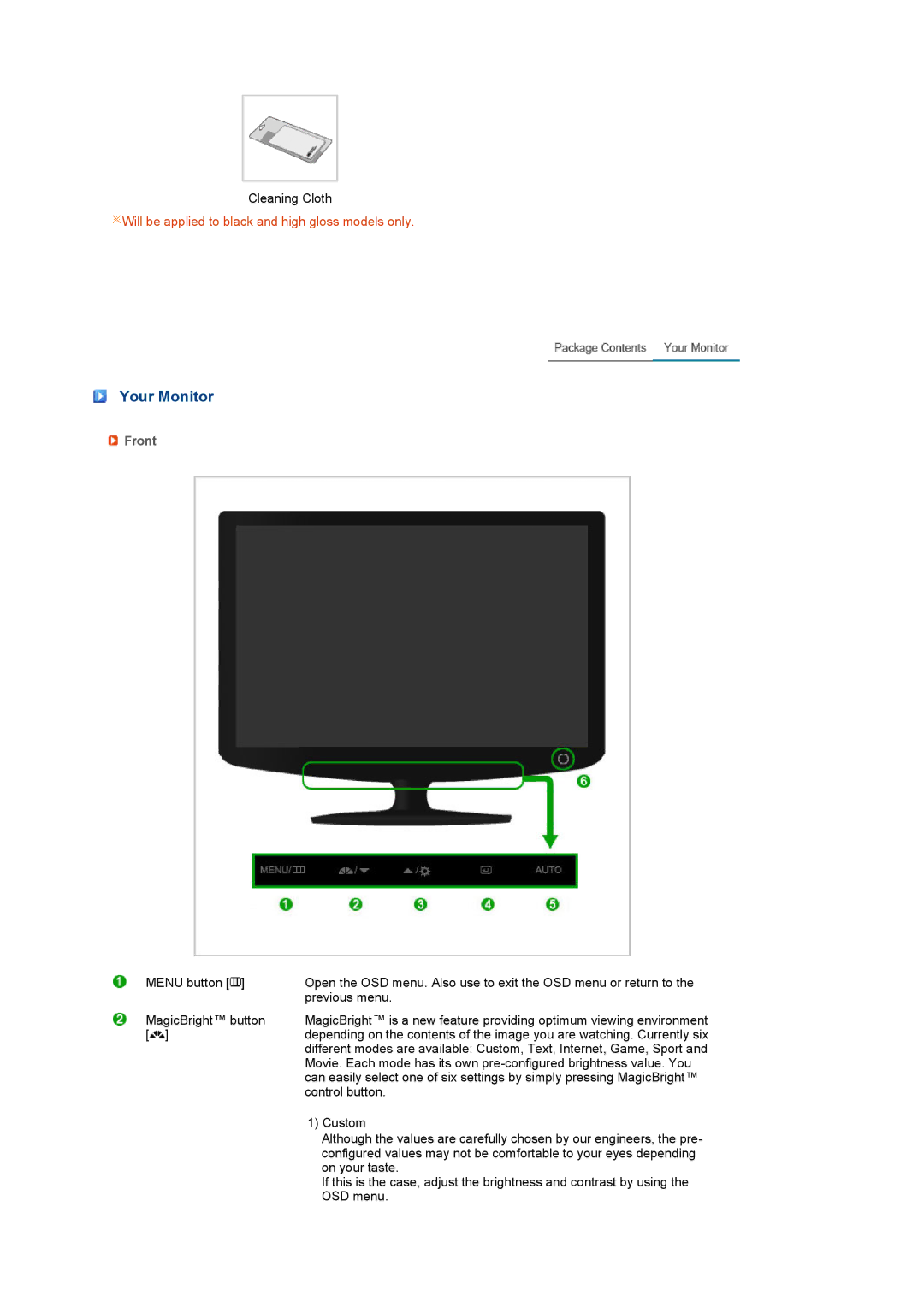 Samsung LS17PENSF/CLT manual Your Monitor, Front 