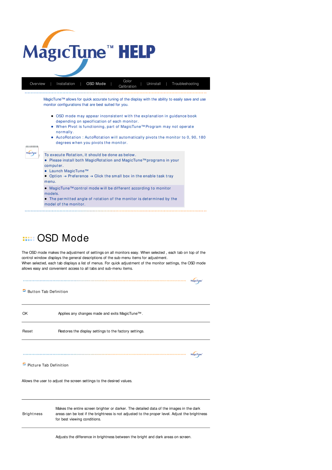 Samsung LS17PLMSSB/DZS, LS17PLMSSB/EDC, LS19PLMTSQ/EDC, LS17PLMTSQ/EDC, LS17PLMSKB/EDC manual OSD Mode 