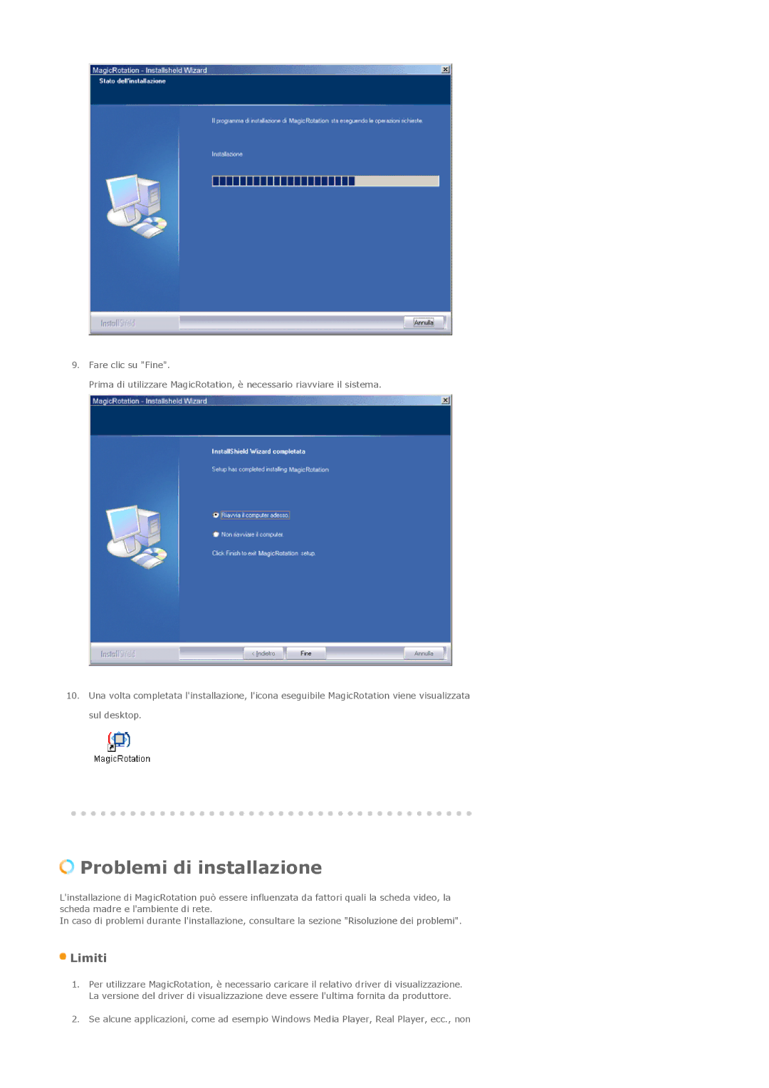 Samsung LS19PLMTSQ/EDC, LS17PLMSSB/EDC, LS17PLMTSQ/EDC, LS17PLMSKB/EDC manual Problemi di installazione 