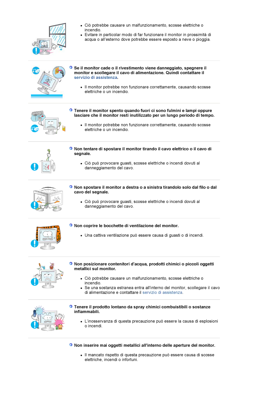 Samsung LS17PLMSKB/EDC, LS17PLMSSB/EDC, LS19PLMTSQ/EDC, LS17PLMTSQ/EDC Non coprire le bocchette di ventilazione del monitor 