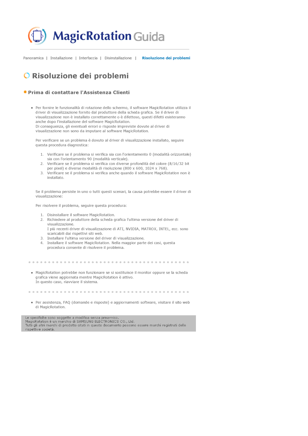 Samsung LS17PLMSSB/EDC, LS19PLMTSQ/EDC, LS17PLMTSQ/EDC, LS17PLMSKB/EDC manual Risoluzione dei problemi 