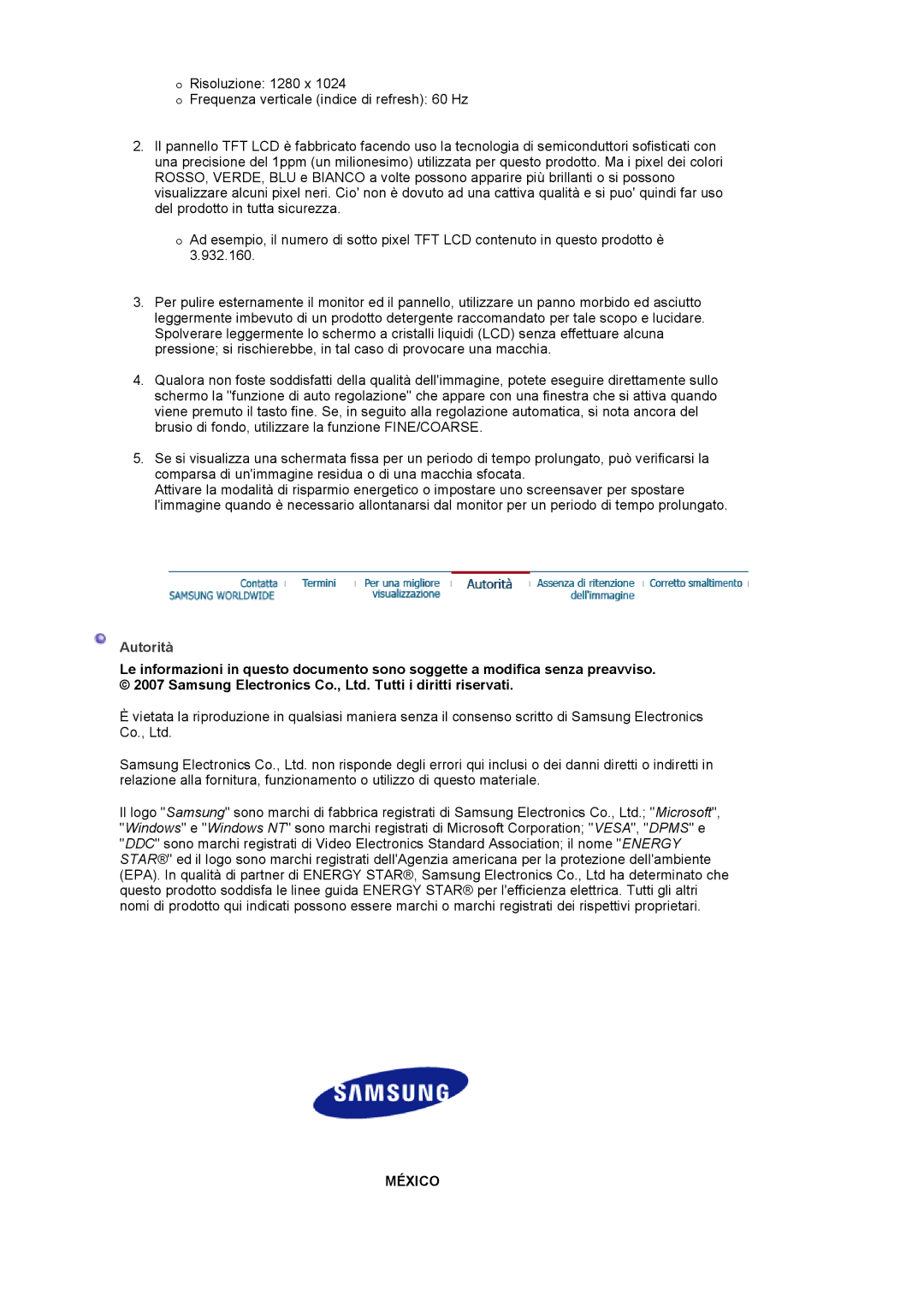 Samsung LS17PLMTSQ/EDC, LS17PLMSSB/EDC, LS19PLMTSQ/EDC, LS17PLMSKB/EDC manual México 