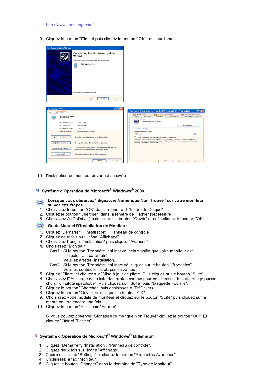 Samsung LS19PLMTSQ/EDC, LS17PLMSSB/EDC, LS17PLMTSQ/EDC manual Guide Manuel DInstallation de Moniteur 