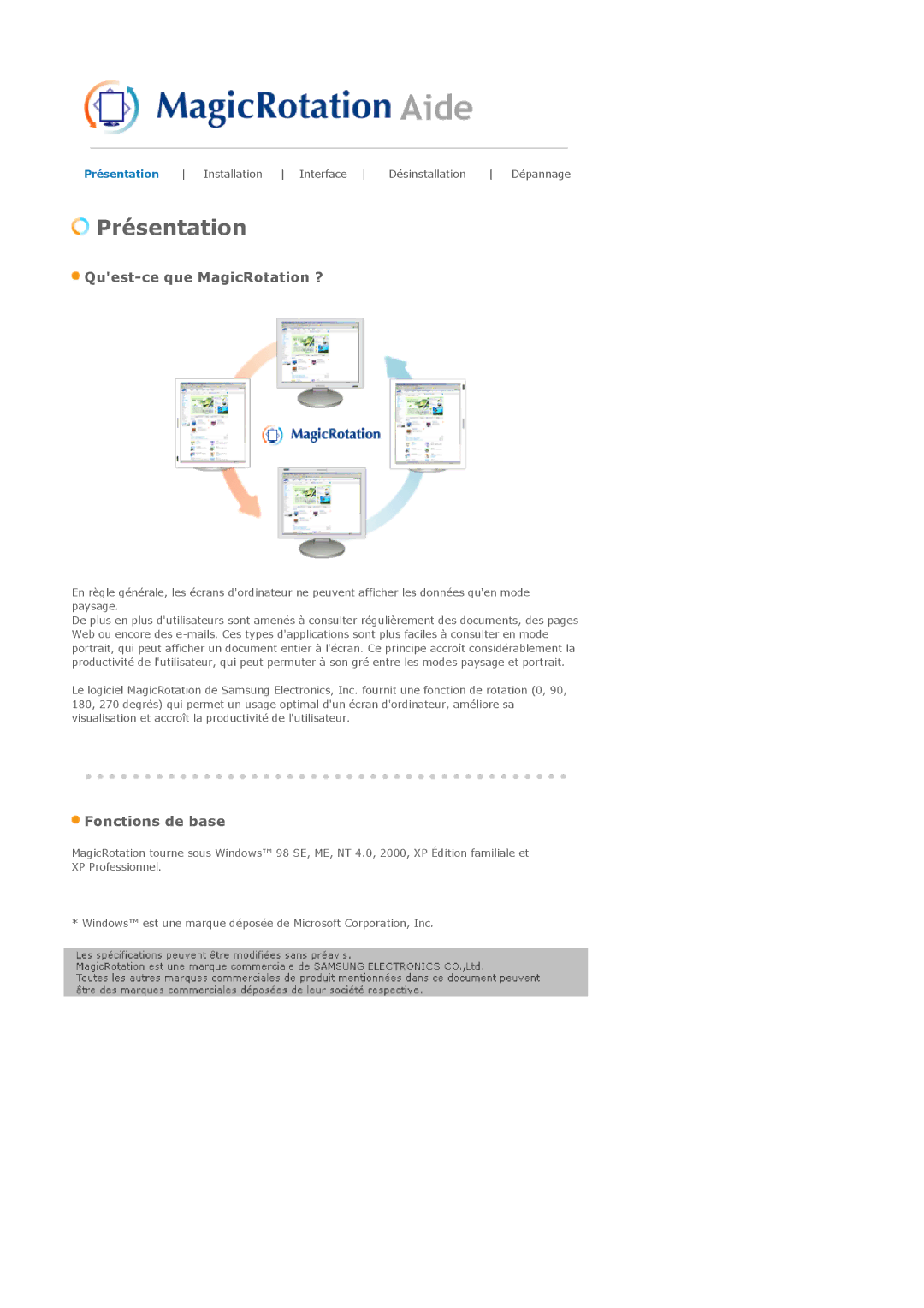 Samsung LS17PLMTSQ/EDC, LS17PLMSSB/EDC, LS19PLMTSQ/EDC manual Présentation 