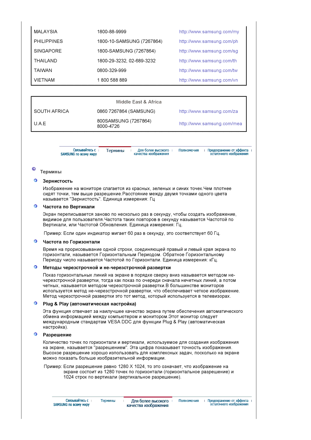 Samsung LS19PLMTSQ/EDC, LS17PLMSSB/EDC, LS17PLMTSQ/EDC manual Middle East & Africa 