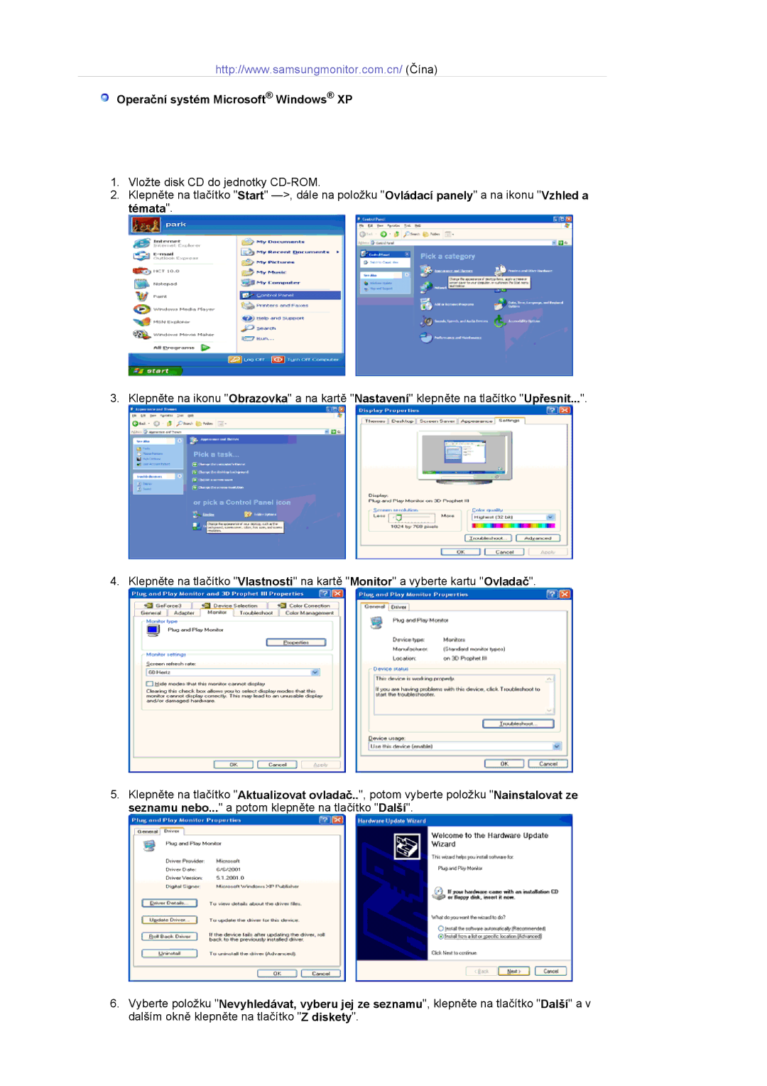 Samsung LS17PLMSSB/EDC, LS19PLMTSQ/EDC manual Operační systém Microsoft Windows XP 