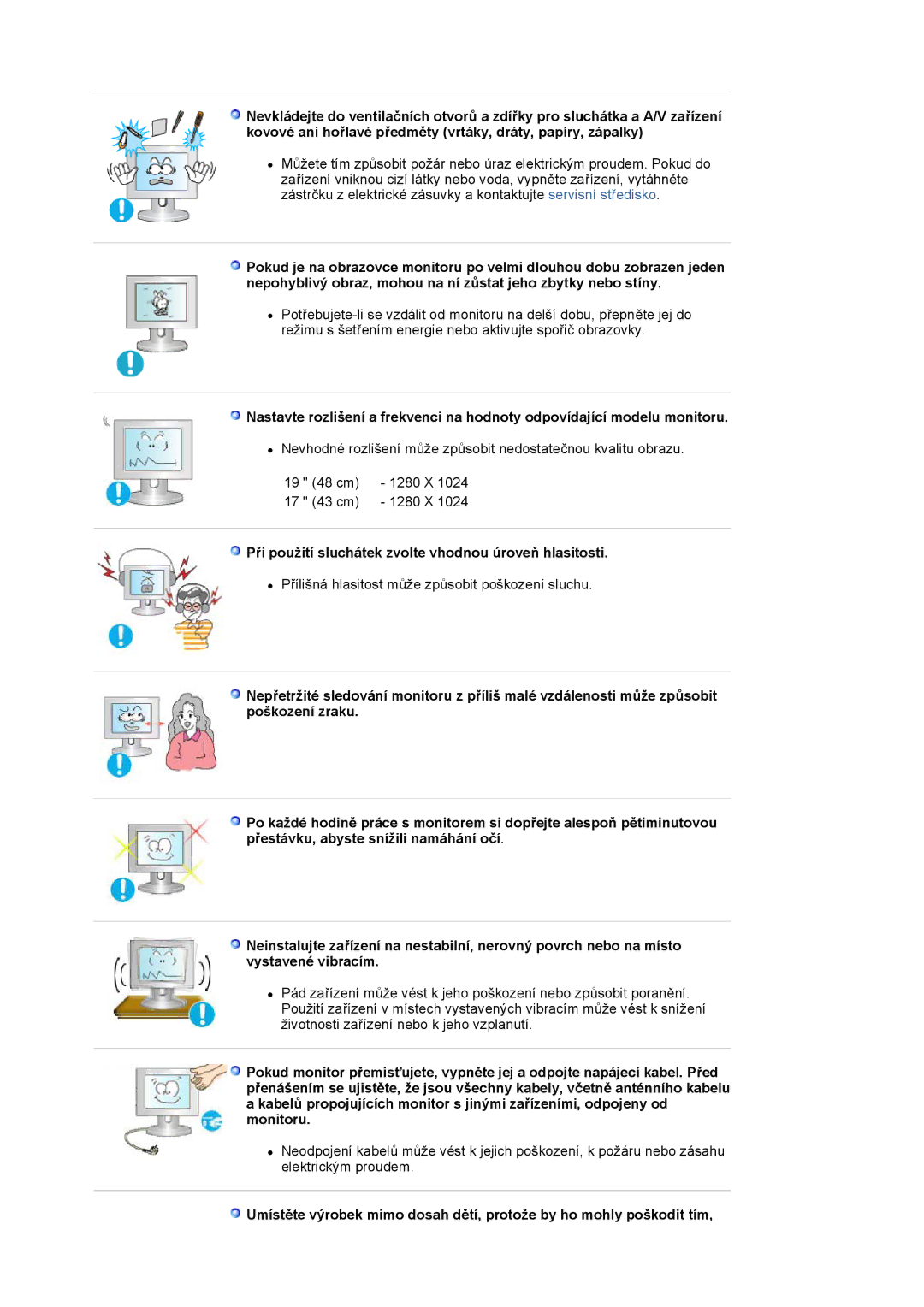 Samsung LS17PLMSSB/EDC, LS19PLMTSQ/EDC manual Při použití sluchátek zvolte vhodnou úroveň hlasitosti 