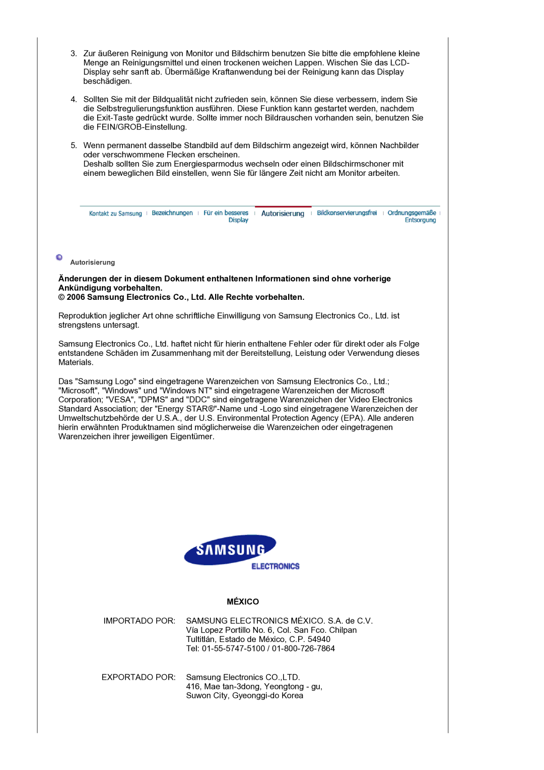 Samsung LS17SMTTS/EDC manual México 