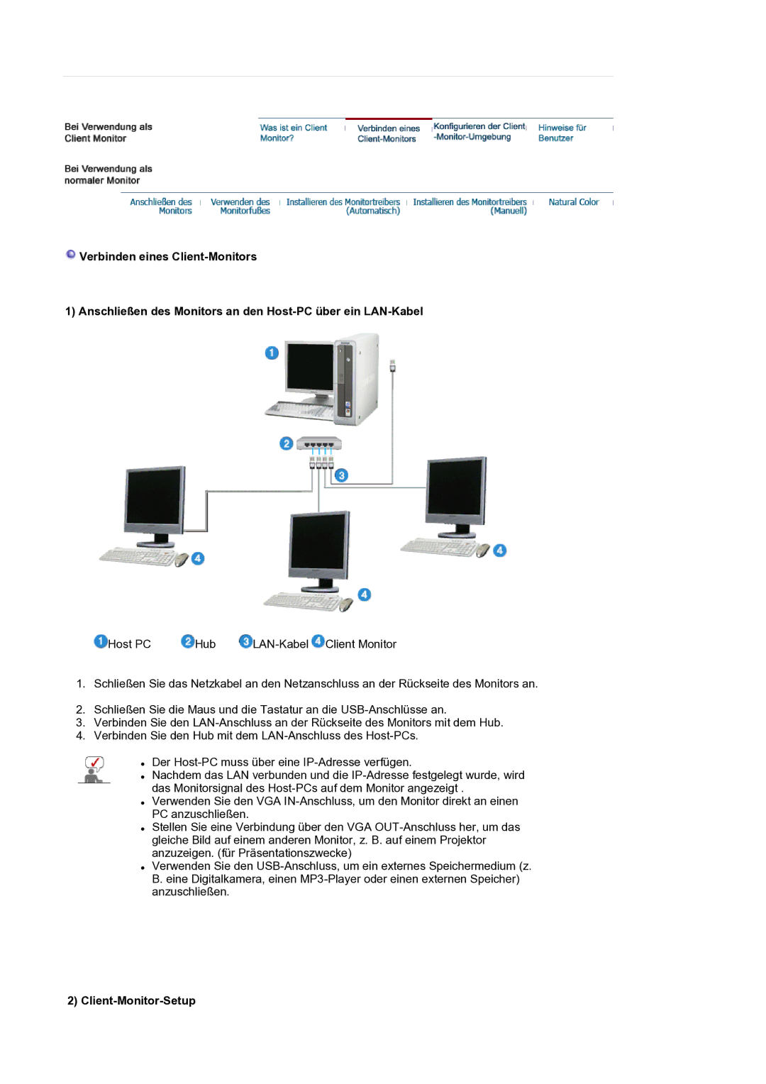 Samsung LS17SMTTS/EDC manual Client-Monitor-Setup 