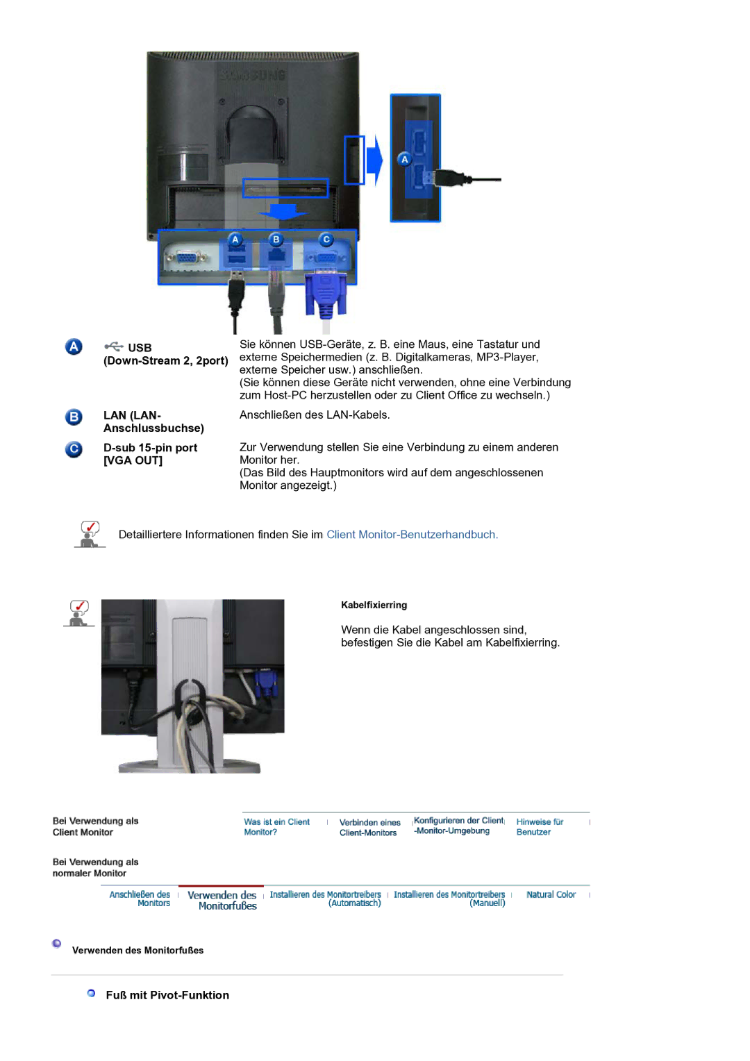 Samsung LS17SMTTS/EDC manual Fuß mit Pivot-Funktion 