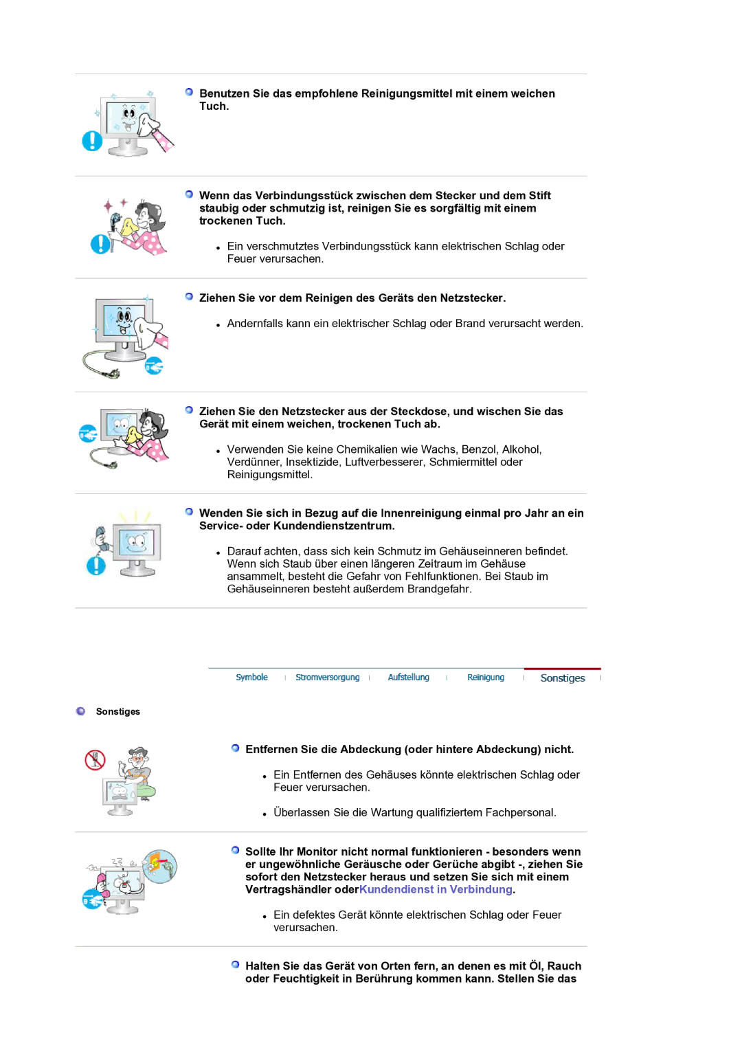 Samsung LS17SMTTS/EDC manual Ziehen Sie vor dem Reinigen des Geräts den Netzstecker 