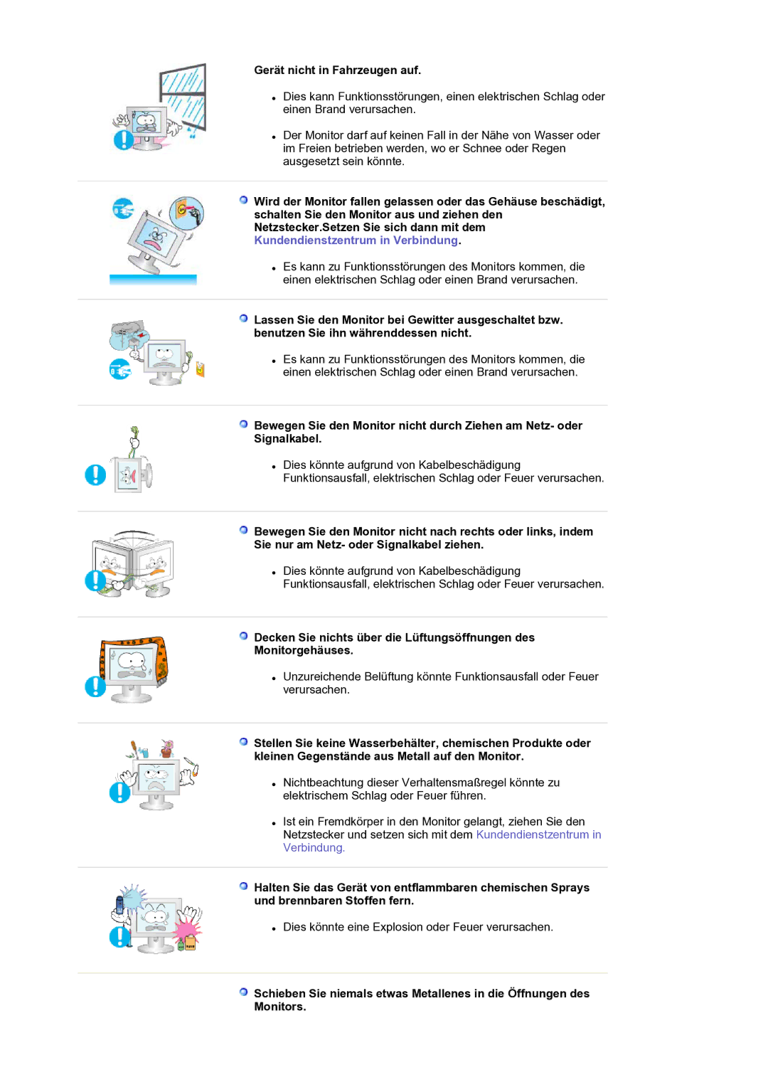 Samsung LS17SMTTS/EDC manual Gerät nicht in Fahrzeugen auf 