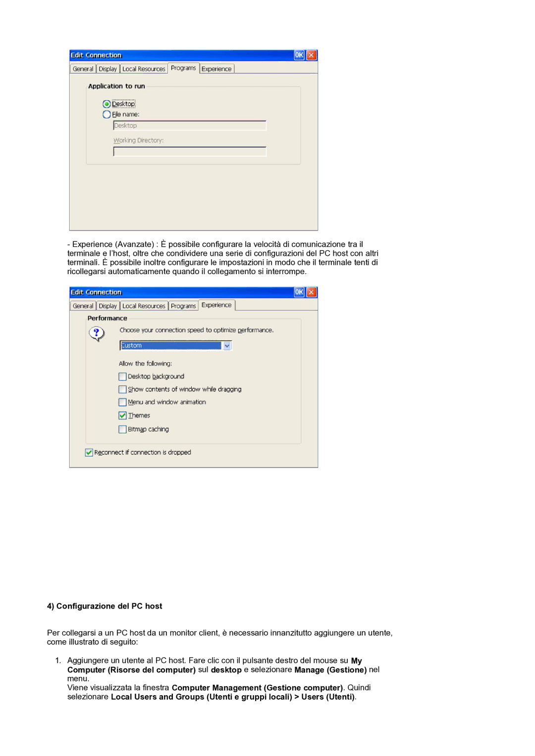 Samsung LS17SMTTS/EDC manual Configurazione del PC host 