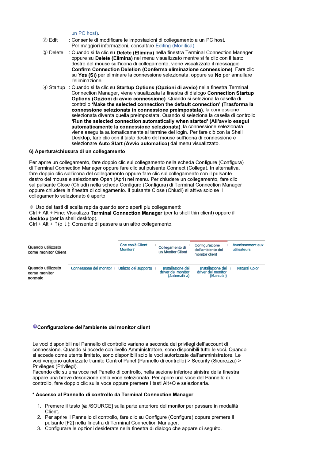 Samsung LS17SMTTS/EDC manual Un PC host, Configurazione dell’ambiente del monitor client 