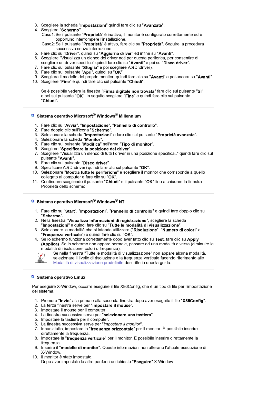 Samsung LS17SMTTS/EDC manual Scegliere Specificare la posizione del driver, Sistema operativo Microsoft Windows NT 