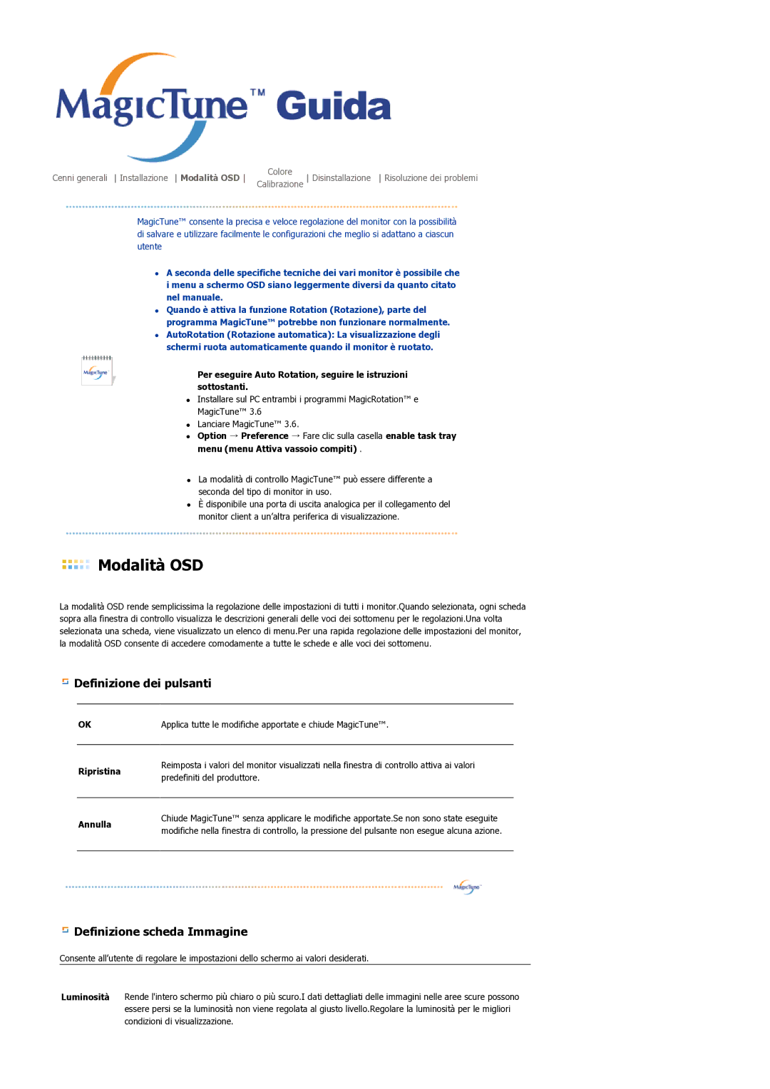 Samsung LS17SMTTS/EDC manual Modalità OSD 